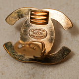 Chanel 1996 Large CC Turnlock Clip-On Earrings 24K GP