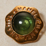 Chanel 70s-80s Gripoix Logo Cutout Clip-On Earrings 24K GP