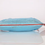 Fendi Blue Zucchino Metallic Embossed Coated Canvas Pochette