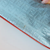 Fendi Blue Zucchino Metallic Embossed Coated Canvas Pochette