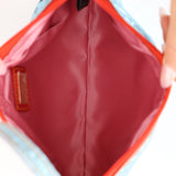 Fendi Blue Zucchino Metallic Embossed Coated Canvas Pochette