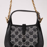 Limited Edition Gucci Lizard Mesh Crystal GG Monogram Mini Jackie 1961 Bag