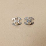 Chanel 1996 Crystal Embellished Large CC Turnlock Clip-On Earrings
