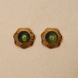 Chanel 70s-80s Gripoix Logo Cutout Clip-On Earrings 24K GP