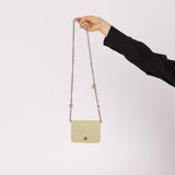 Chanel 2020 Pistachio Caviar Camellia Embossed Belt Bag