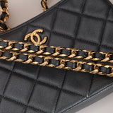 Chanel 2021 Metallic Logo Charms Quilted Pochette
