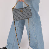 Chanel 2021 Metallic Logo Charms Quilted Pochette