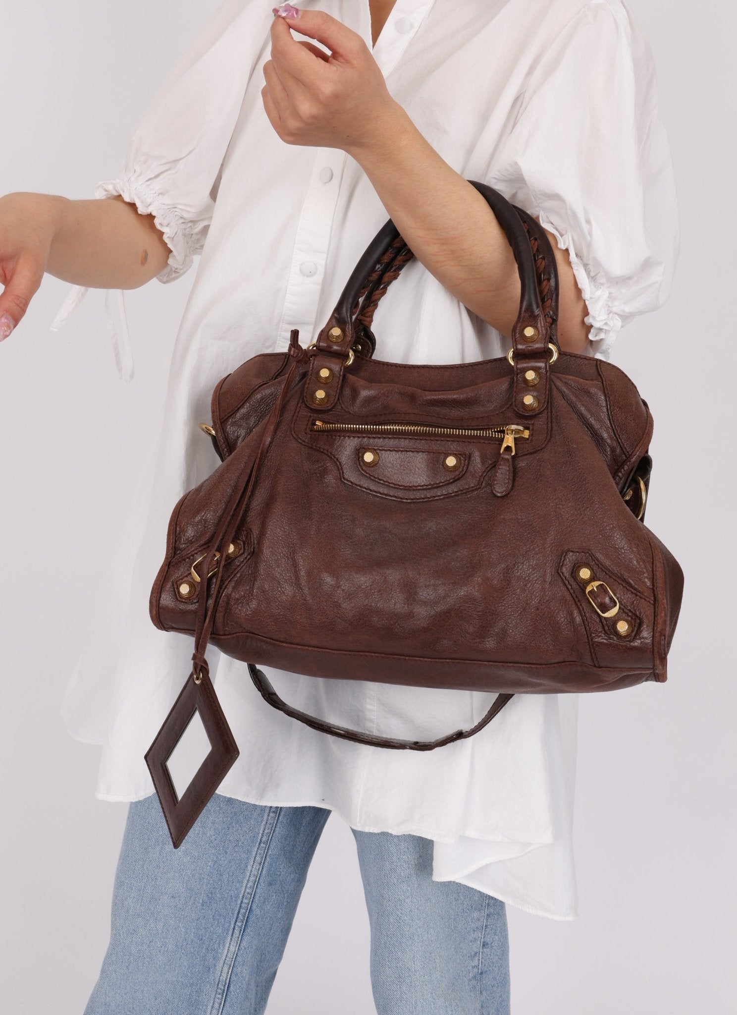 Balenciaga Chocolate City Bag with Mirror - FashioNica
