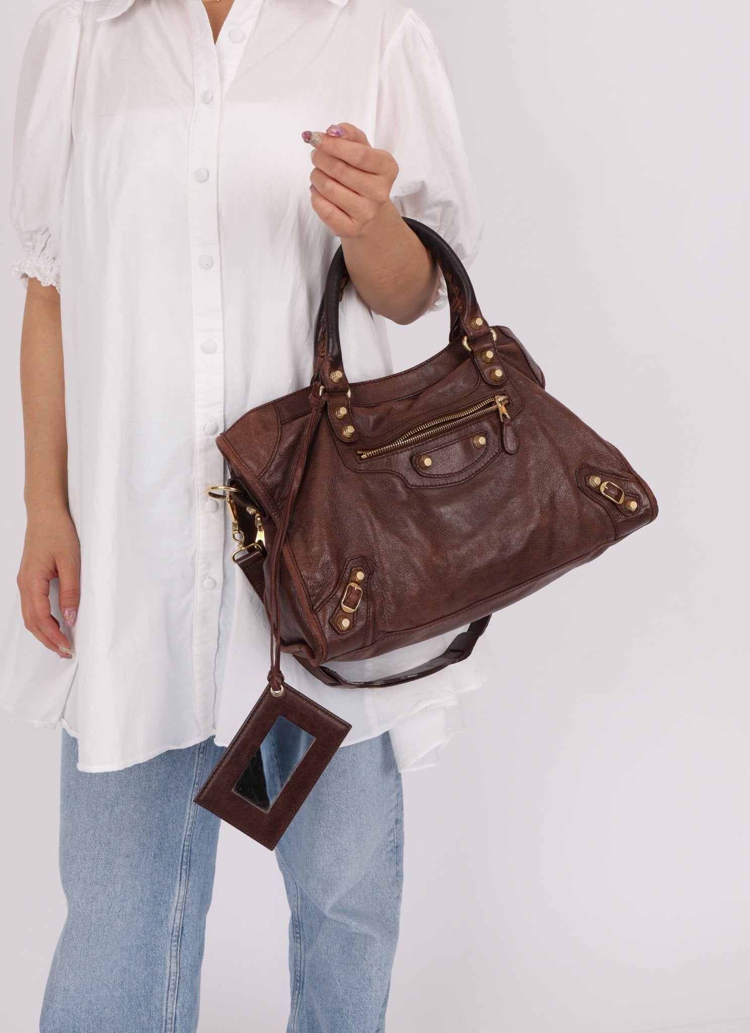 Balenciaga Chocolate City Bag with Mirror - FashioNica