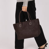 Bottega Veneta Chocolate Intrecciato Small Cabat w/ Pouch - FashioNica