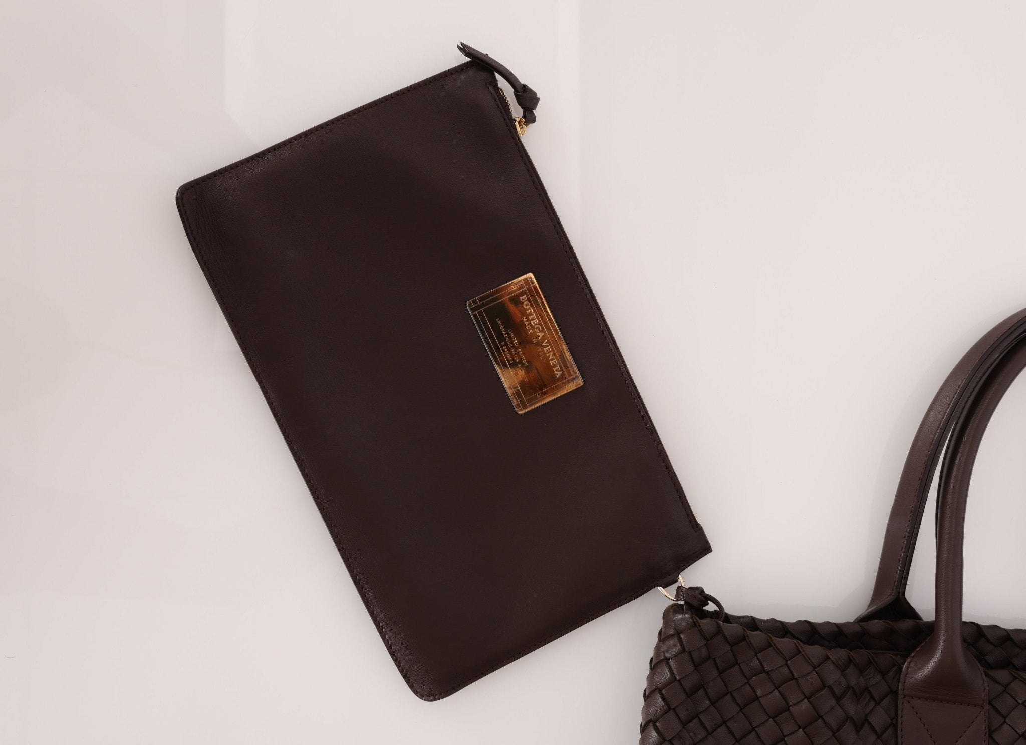 Bottega Veneta Chocolate Intrecciato Small Cabat w/ Pouch - FashioNica