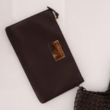 Bottega Veneta Chocolate Intrecciato Small Cabat w/ Pouch - FashioNica