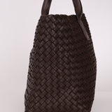 Bottega Veneta Chocolate Intrecciato Small Cabat w/ Pouch - FashioNica