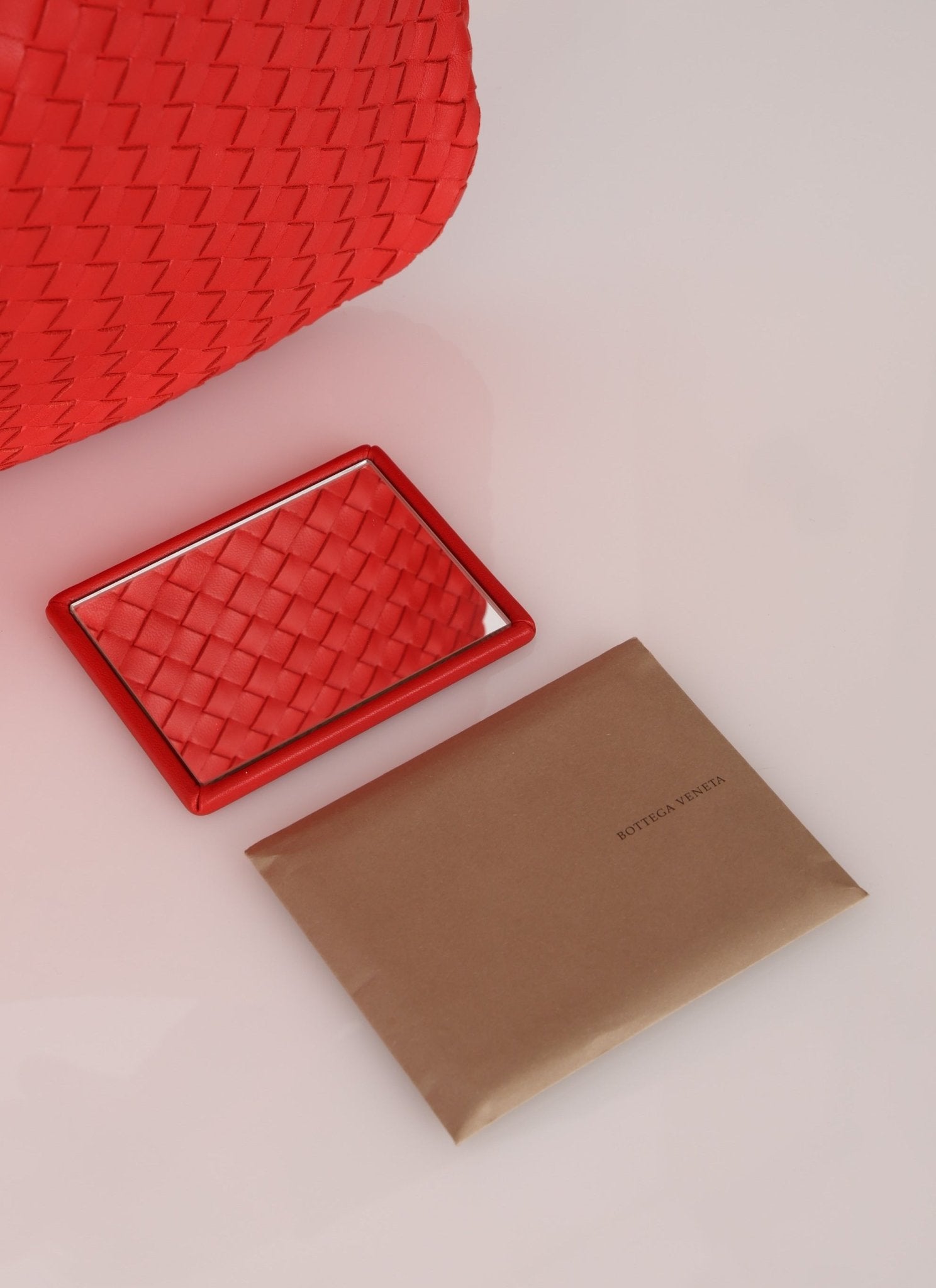 Bottega Veneta Intrecciato Red Hobo w/ Mirror - FashioNica