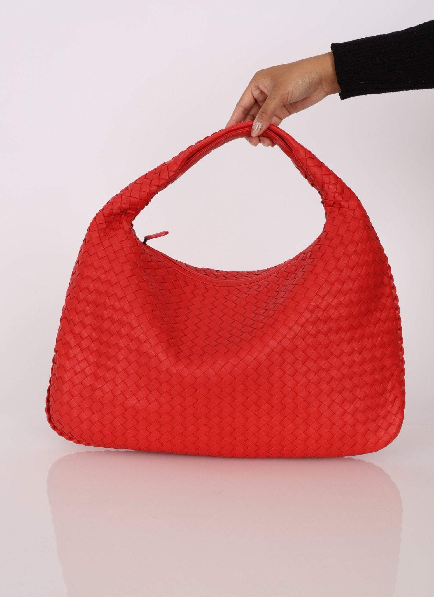 Bottega Veneta Intrecciato Red Hobo w/ Mirror - FashioNica