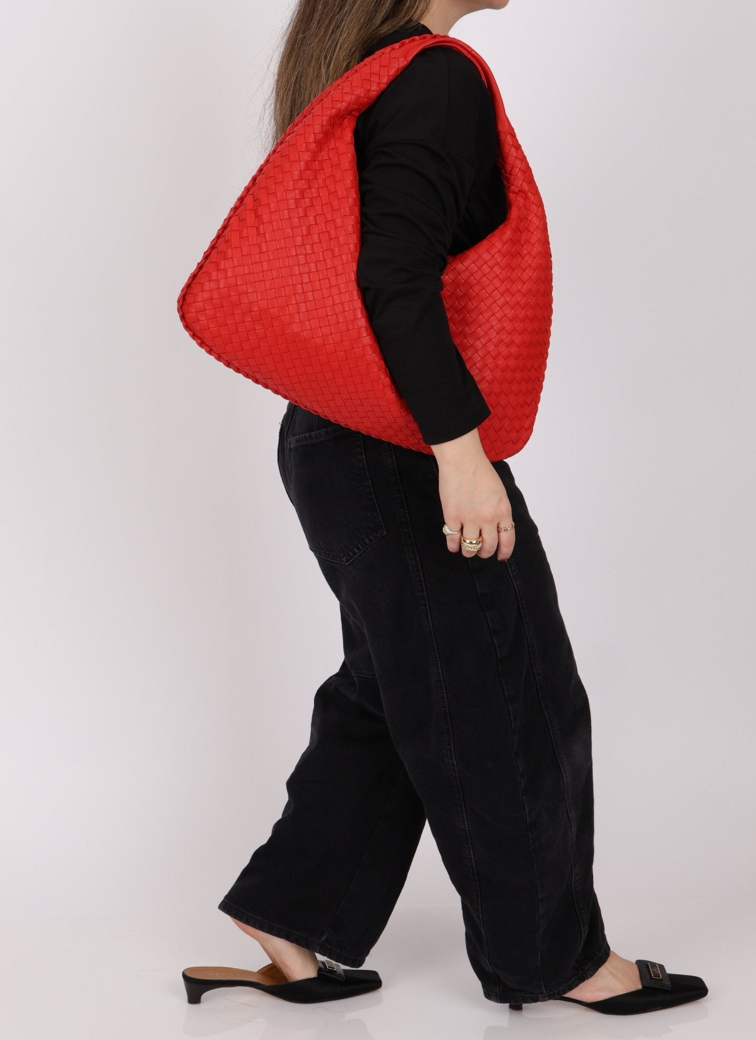 Bottega Veneta Intrecciato Red Hobo w/ Mirror - FashioNica