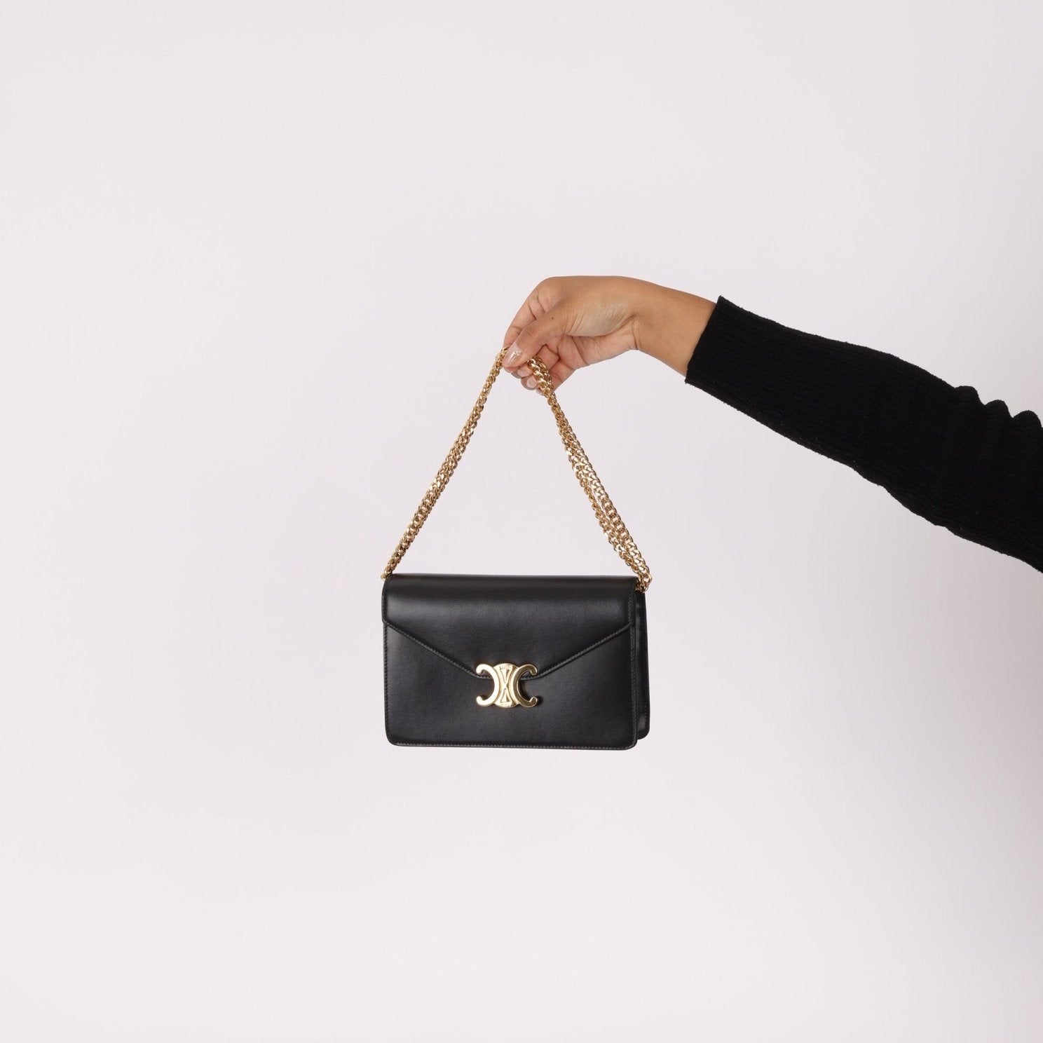 Celine Triomphe Calfskin Wallet on Chain - FashioNica