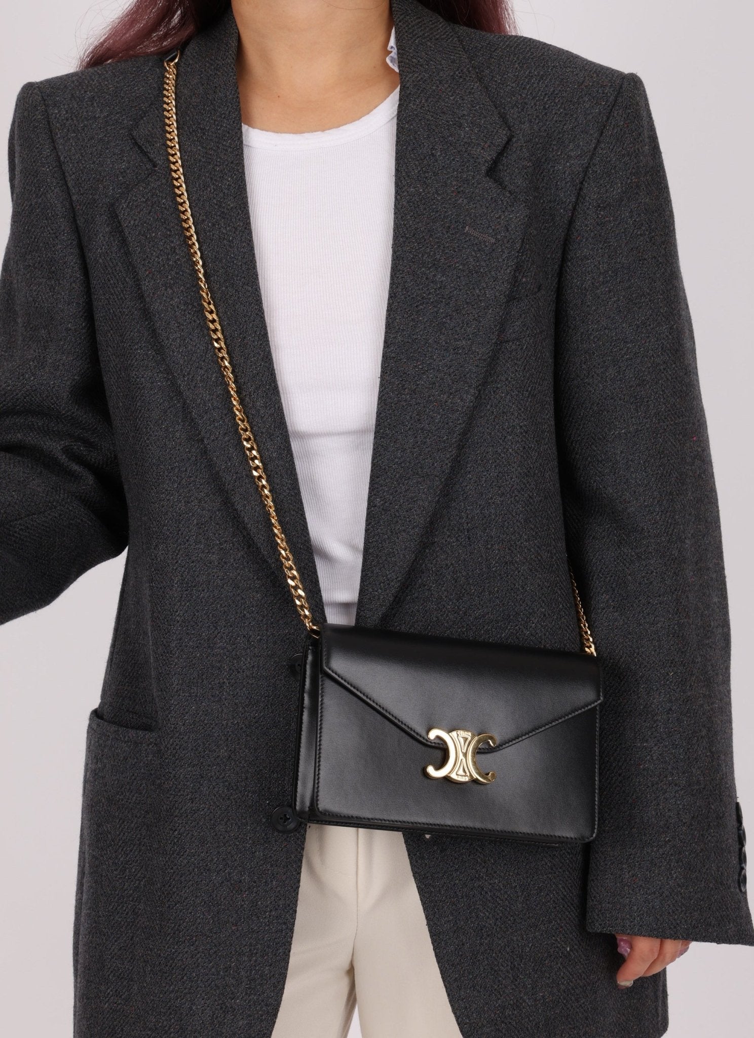 Celine Triomphe Calfskin Wallet on Chain - FashioNica