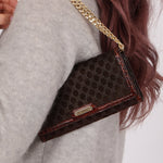 Celine Triomphe Suede & Croc Embossed Wallet - FashioNica