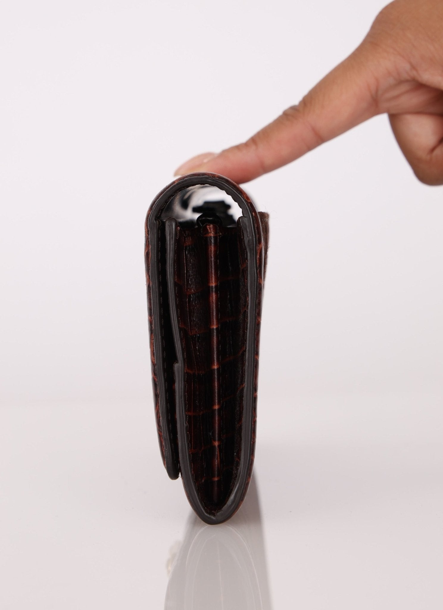 Celine Triomphe Suede & Croc Embossed Wallet - FashioNica