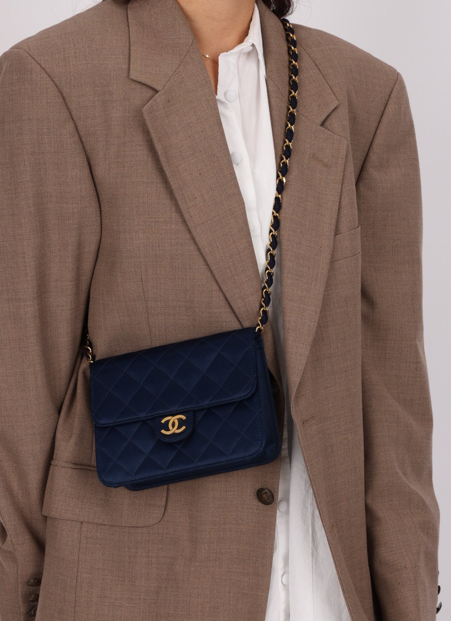 Chanel 1986 Midnight Satin Square Mini Flap - FashioNica