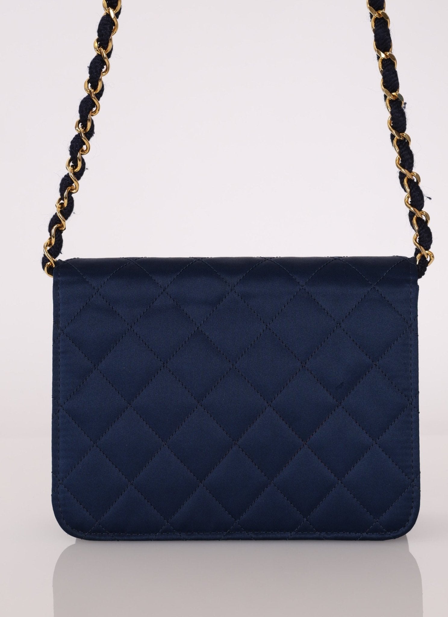 Chanel 1986 Midnight Satin Square Mini Flap - FashioNica