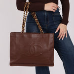 Chanel 1991 Calfskin Chocolate Chunky Chain Tote - FashioNica