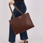 Chanel 1991 Calfskin Chocolate Chunky Chain Tote - FashioNica