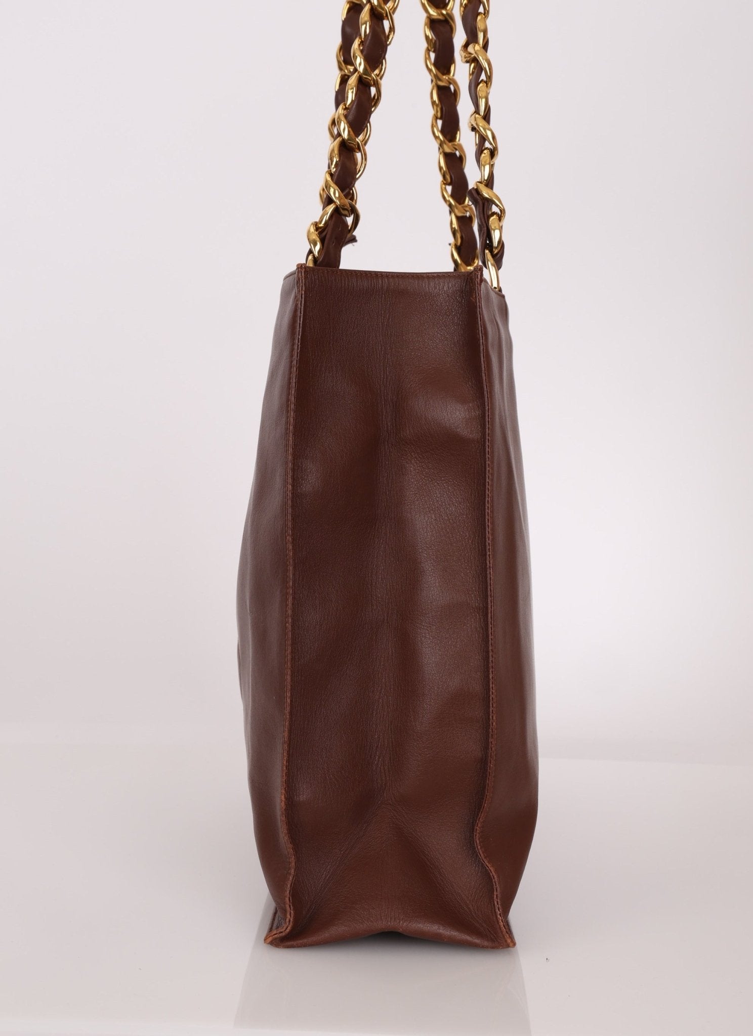 Chanel 1991 Calfskin Chocolate Chunky Chain Tote - FashioNica