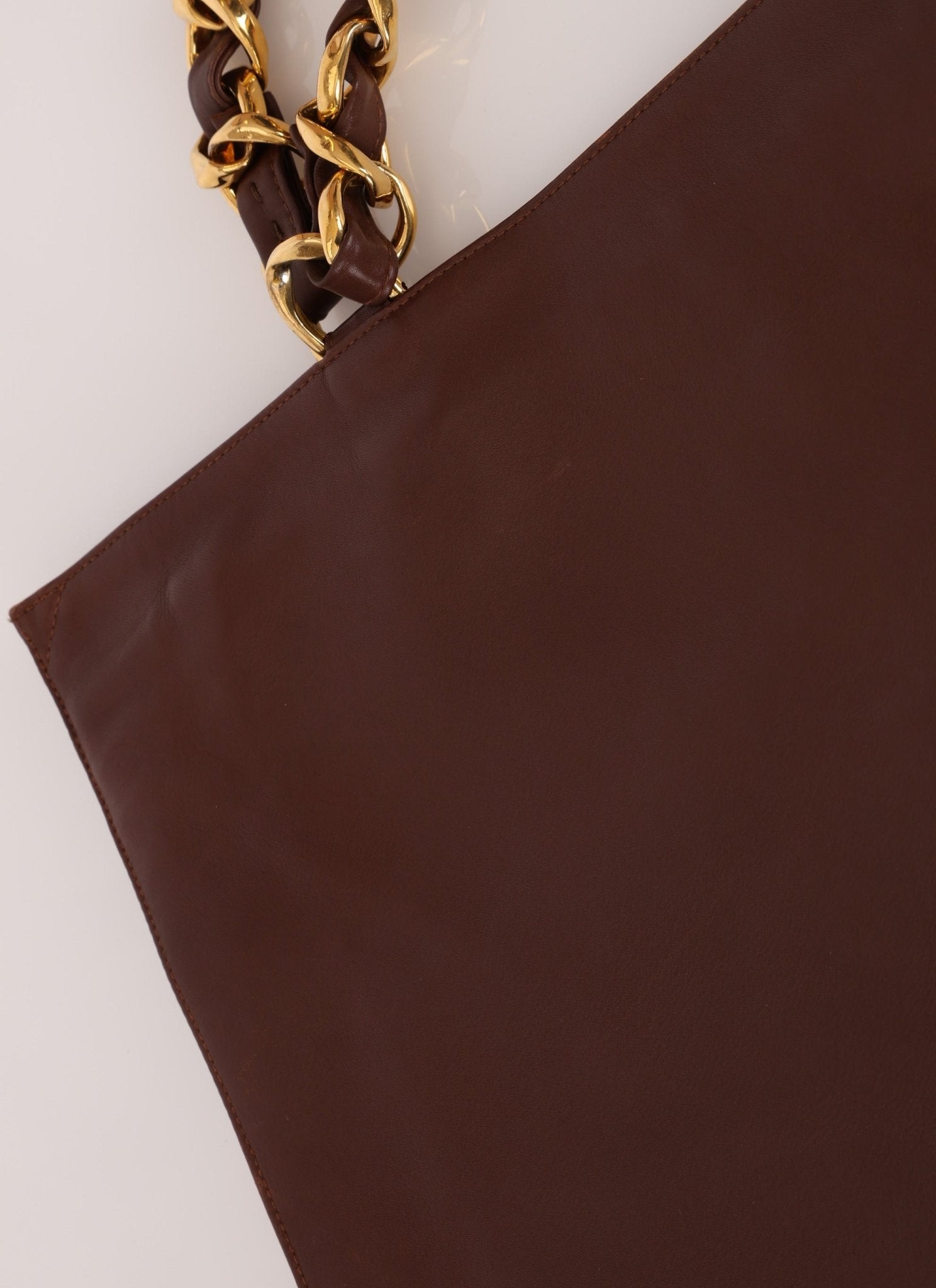 Chanel 1991 Calfskin Chocolate Chunky Chain Tote - FashioNica