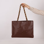 Chanel 1991 Calfskin Chocolate Chunky Chain Tote - FashioNica