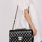 Chanel 1991 Patent XL CC Jumbo Single Flap - FashioNica