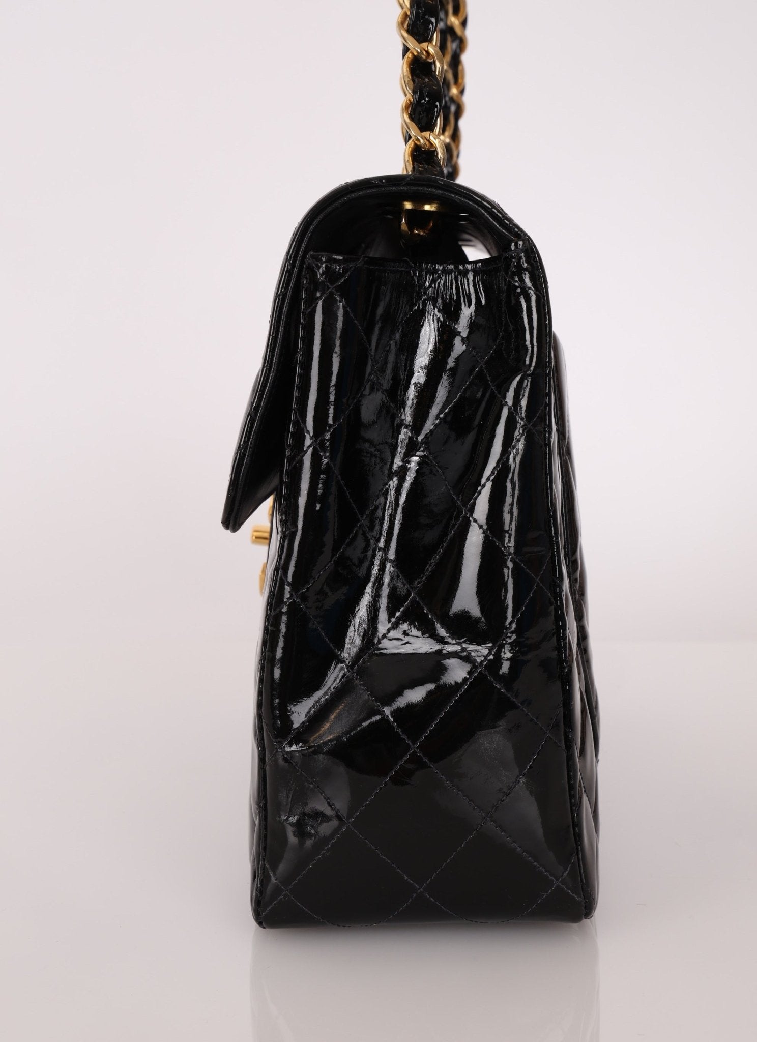 Chanel 1991 Patent XL CC Jumbo Single Flap - FashioNica