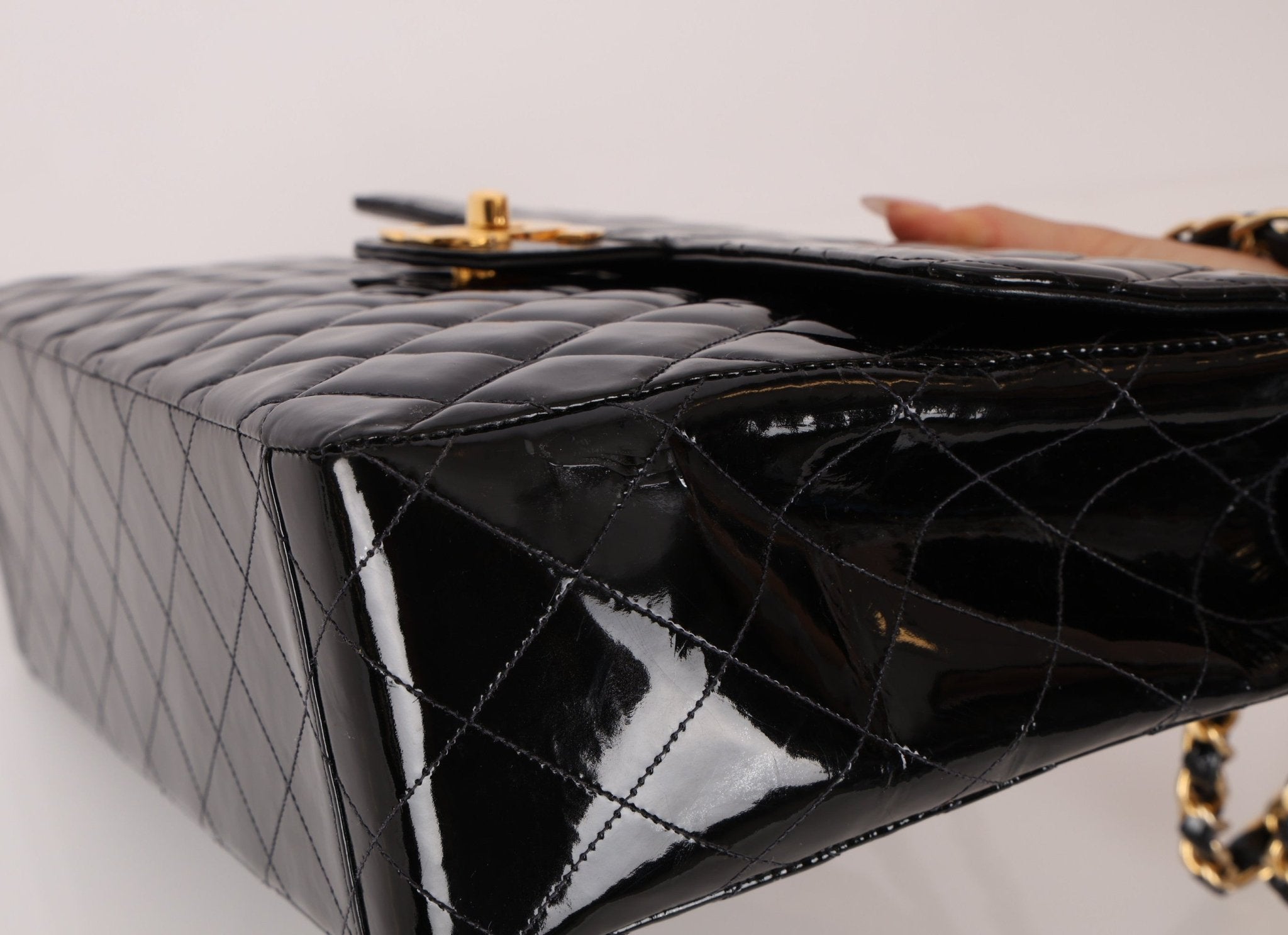 Chanel 1991 Patent XL CC Jumbo Single Flap - FashioNica