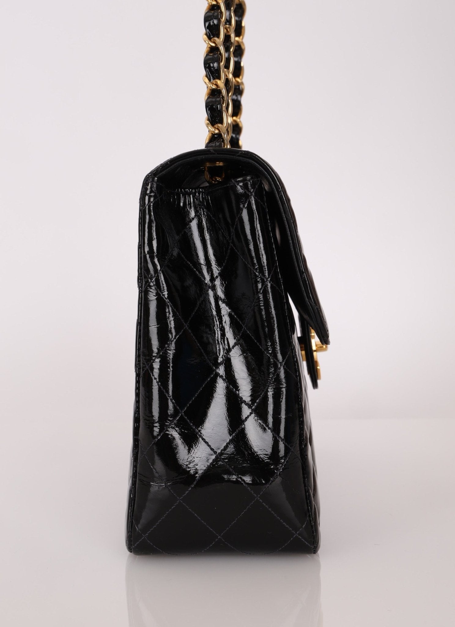 Chanel 1991 Patent XL CC Jumbo Single Flap - FashioNica