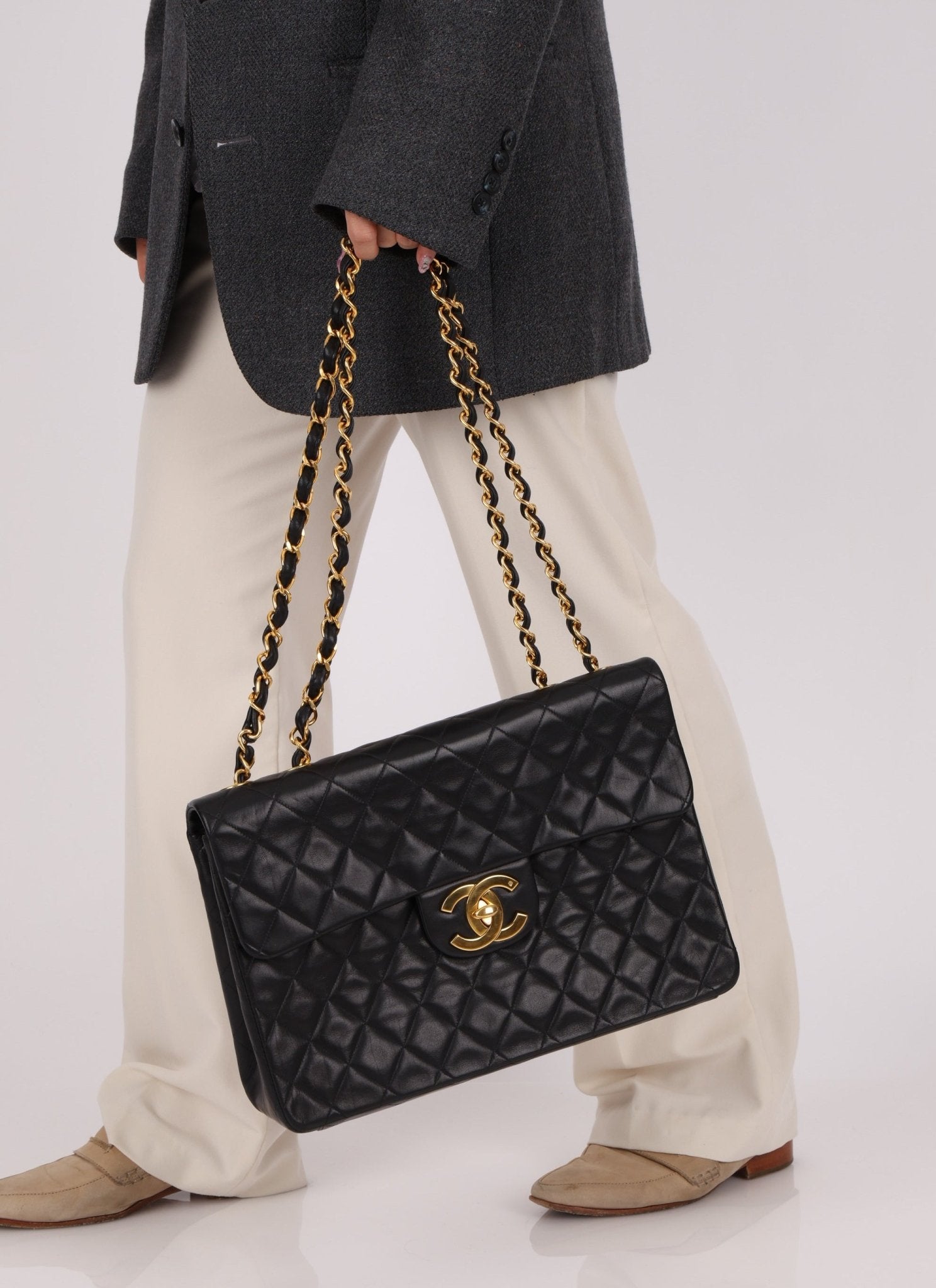 Chanel 1994 XL Logo Lambskin Jumbo Single Flap - FashioNica