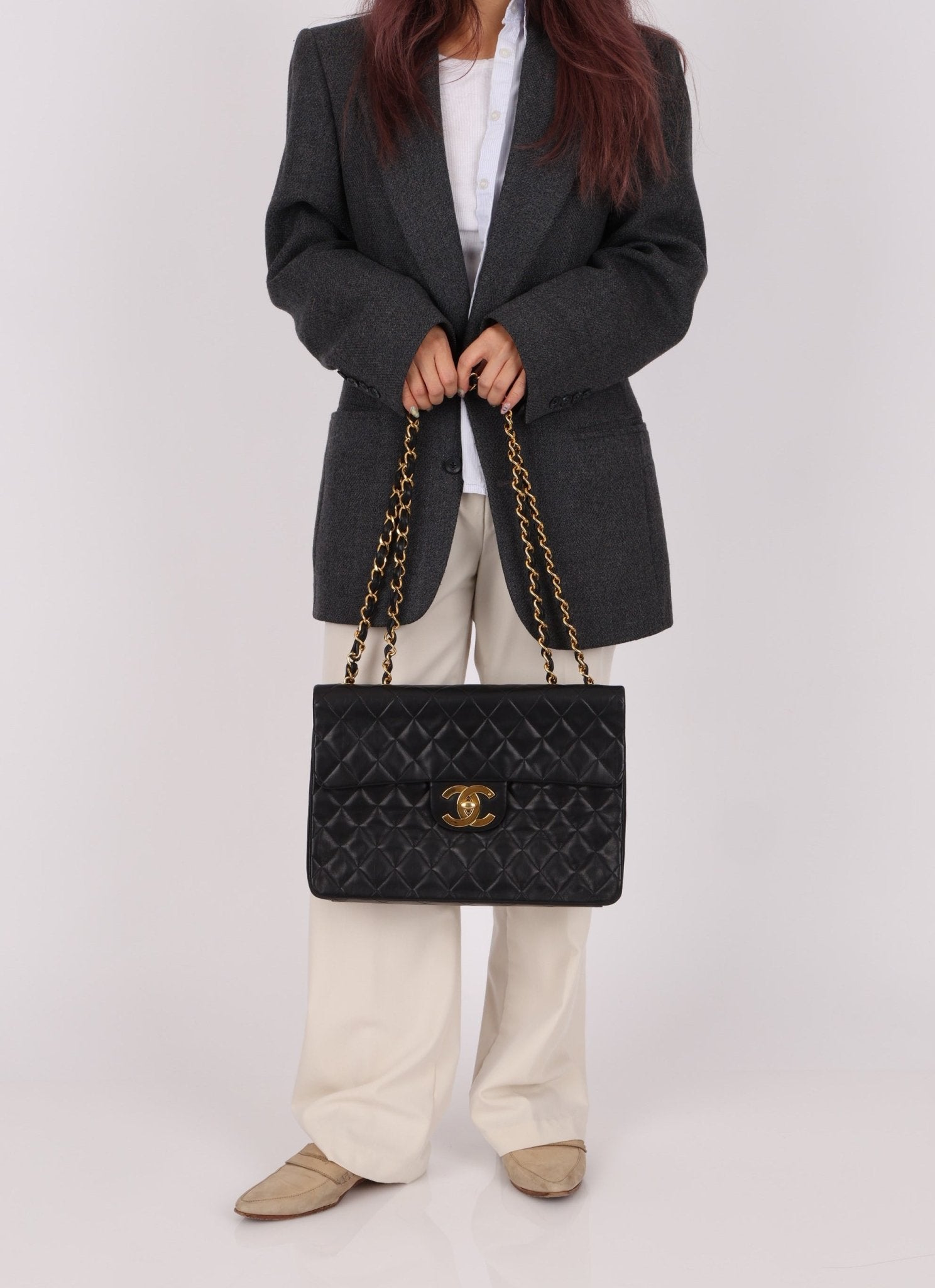 Chanel 1994 XL Logo Lambskin Jumbo Single Flap - FashioNica