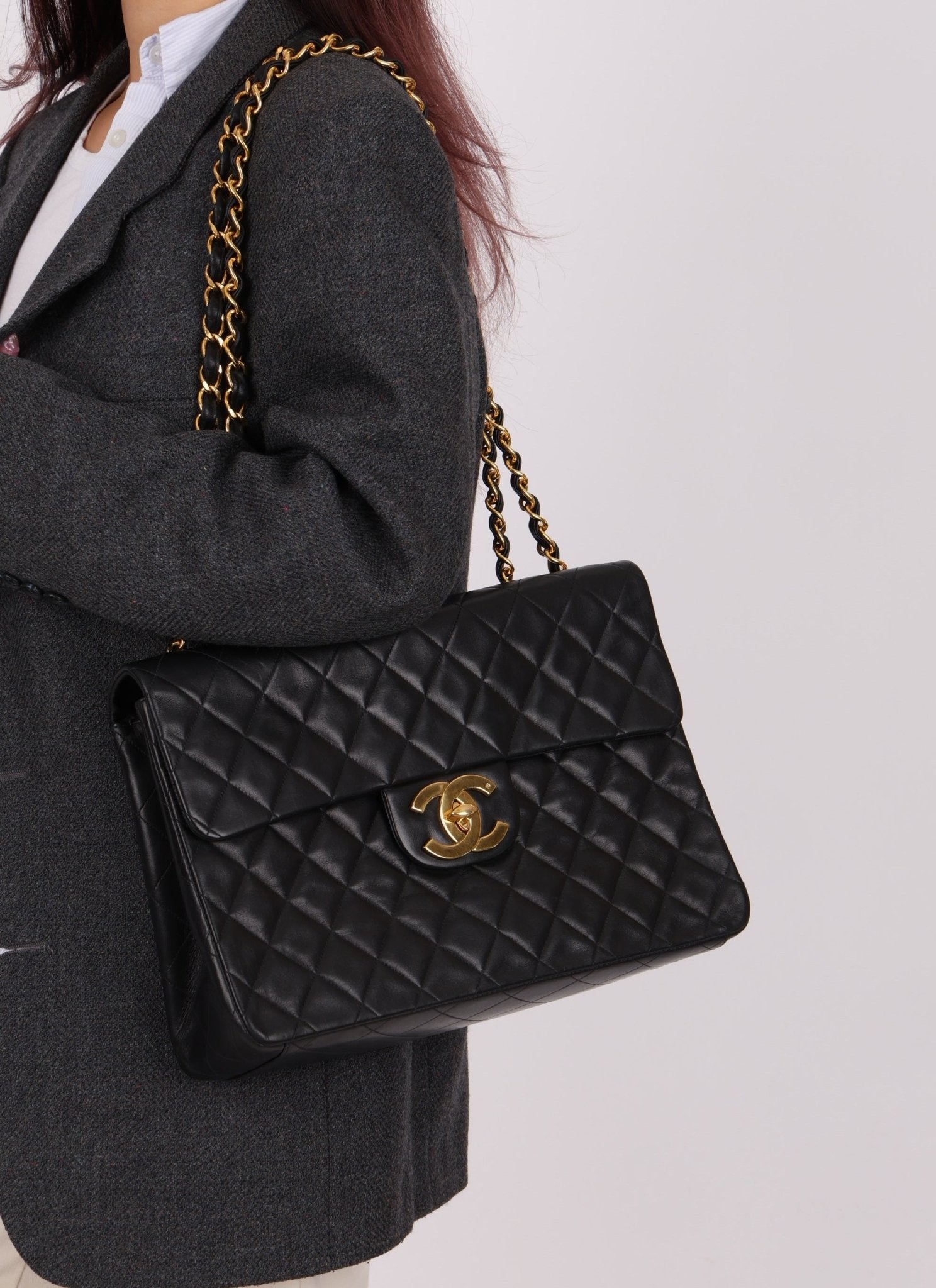 Chanel 1994 XL Logo Lambskin Jumbo Single Flap - FashioNica