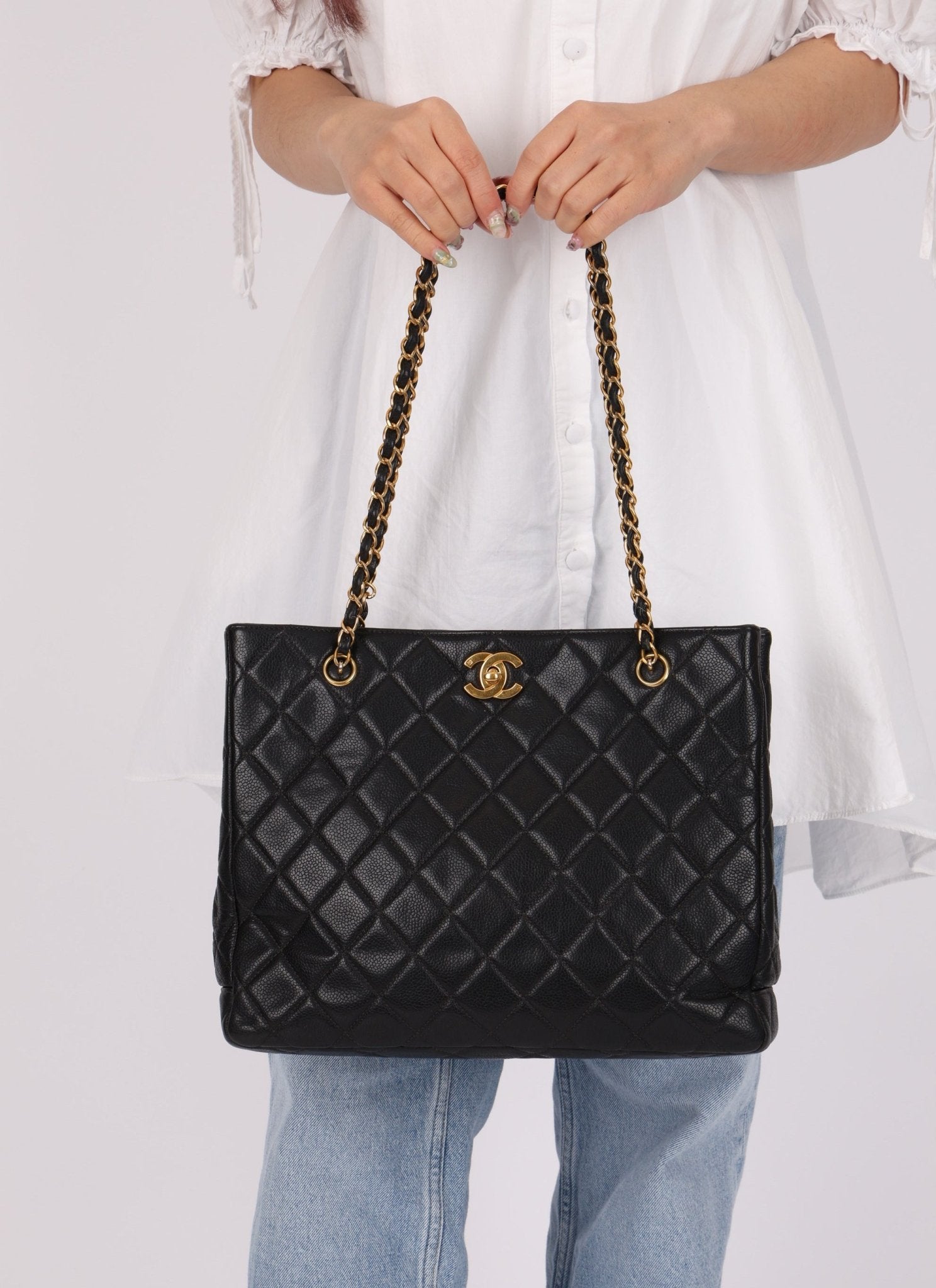 Chanel 1996 Caviar Turnlock Chain Tote - FashioNica