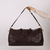 Chanel 1996 Chocolate Caviar Boston Weekender Duffel Bag 24KGP - FashioNica