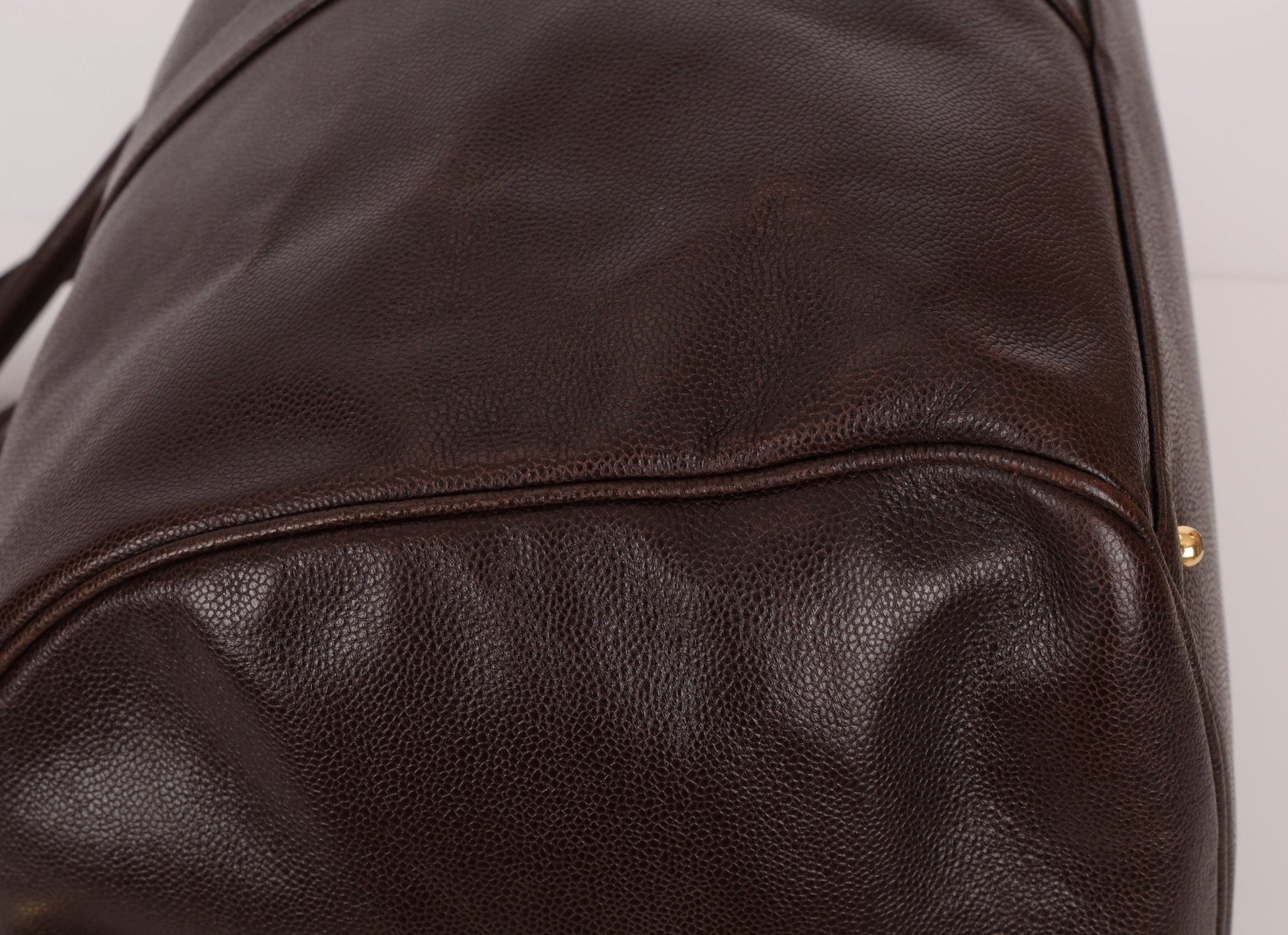 Chanel 1996 Chocolate Caviar Boston Weekender Duffel Bag 24KGP - FashioNica