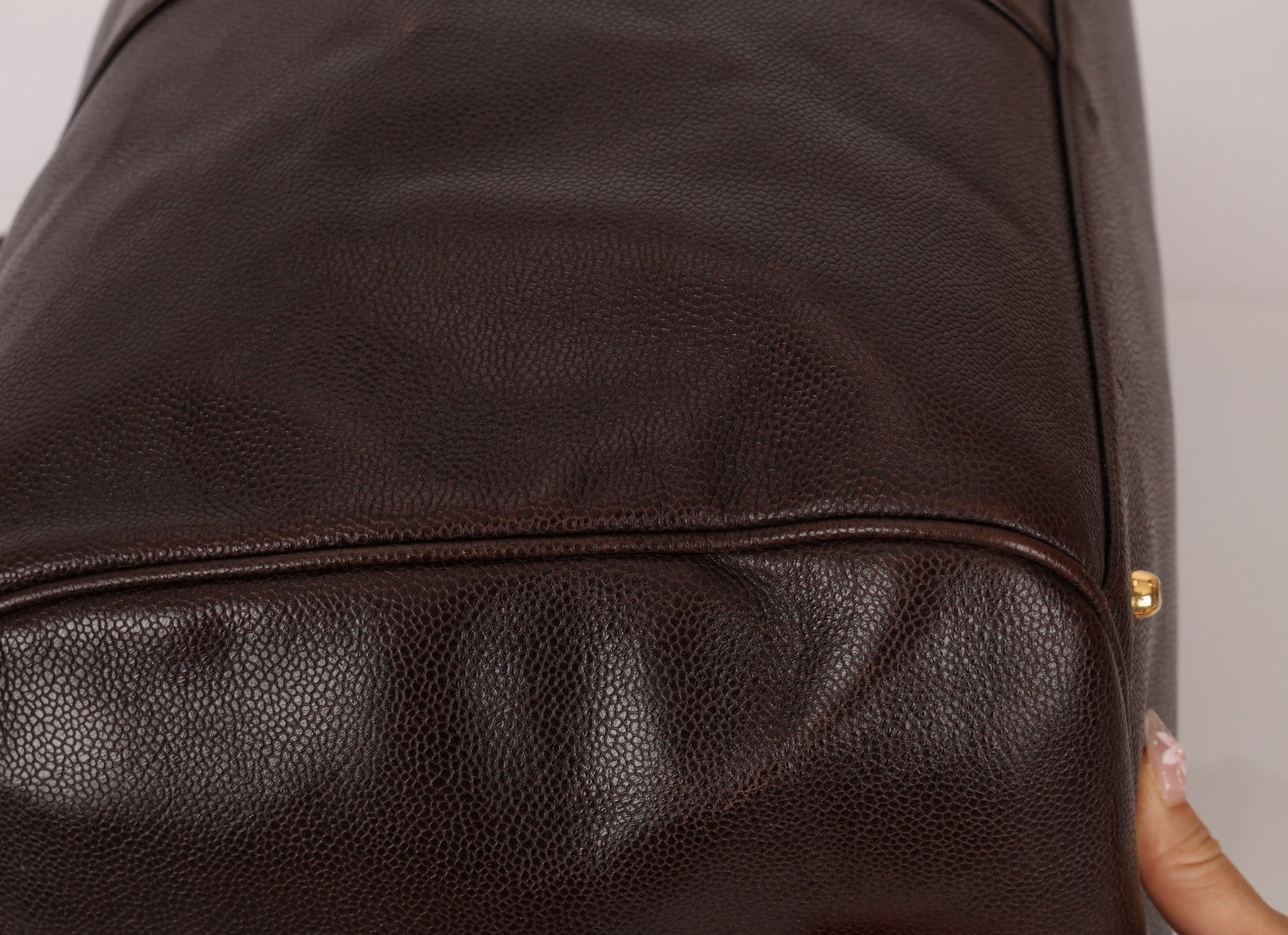 Chanel 1996 Chocolate Caviar Boston Weekender Duffel Bag 24KGP - FashioNica