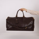 Chanel 1996 Chocolate Caviar Boston Weekender Duffel Bag 24KGP - FashioNica