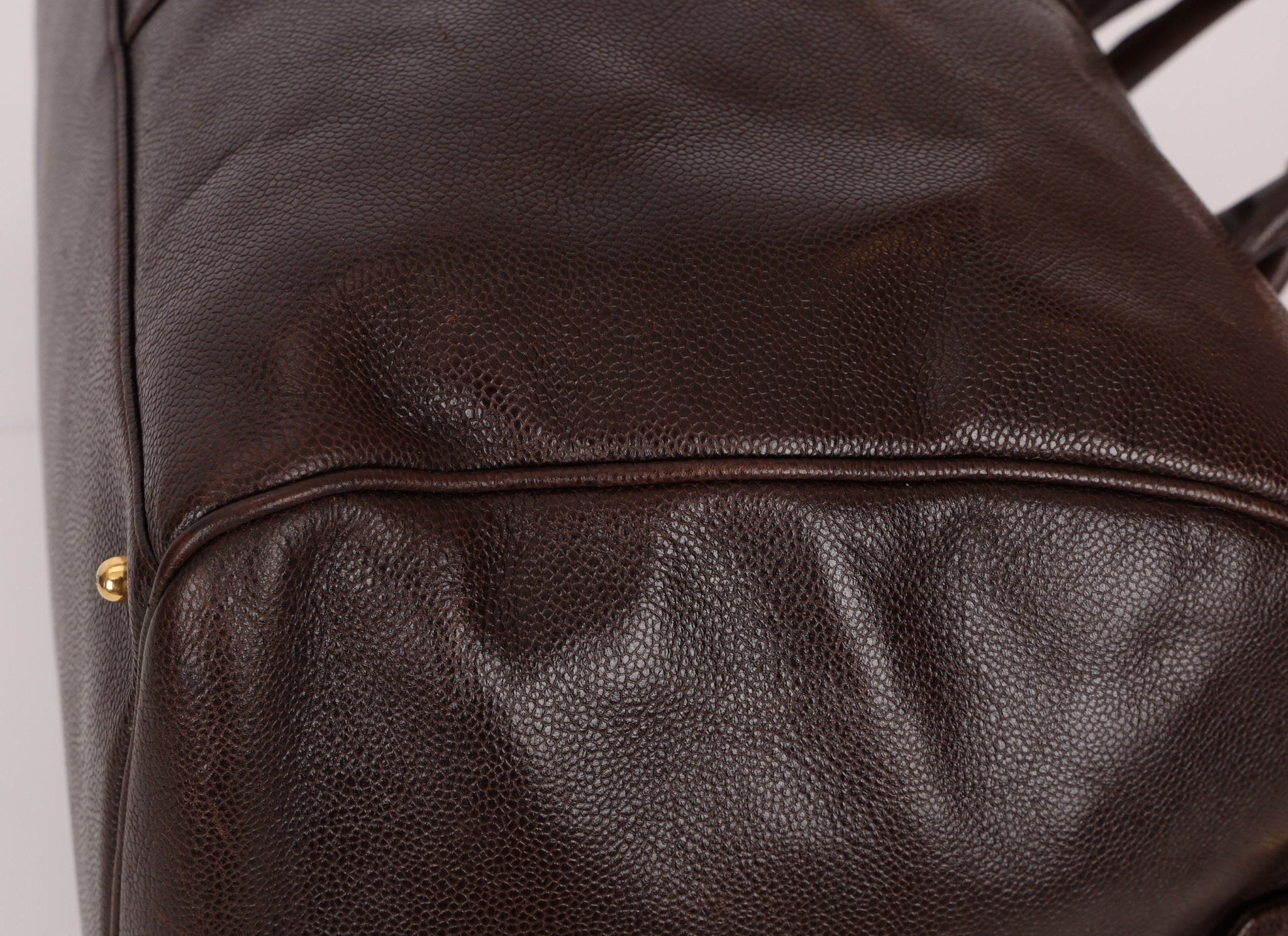 Chanel 1996 Chocolate Caviar Boston Weekender Duffel Bag 24KGP - FashioNica