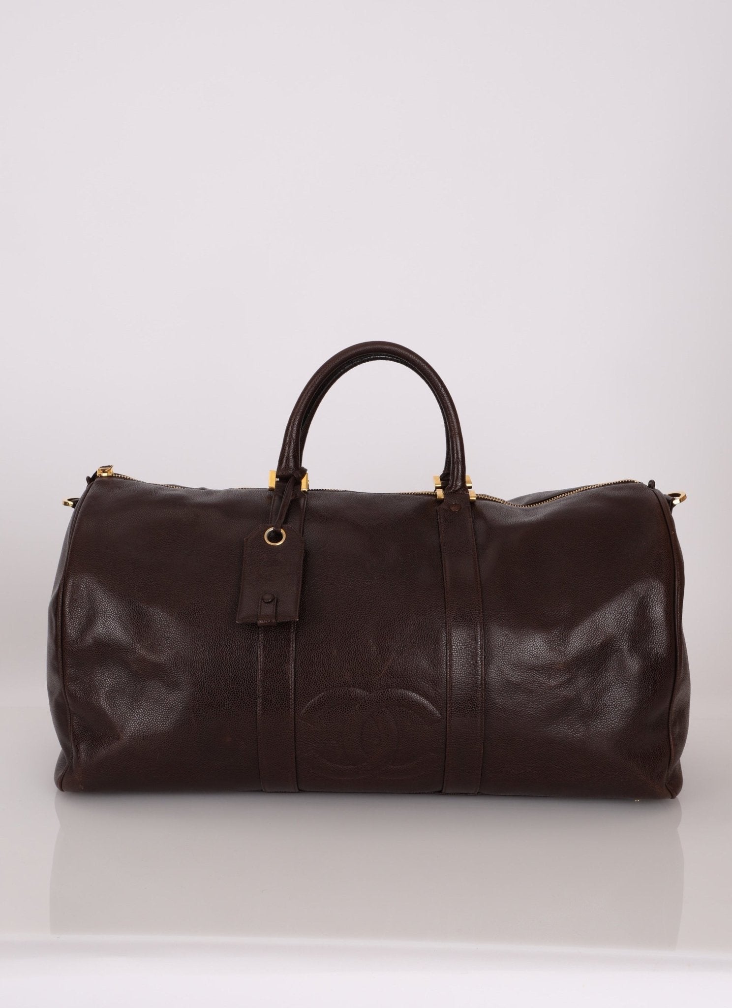 Chanel 1996 Chocolate Caviar Boston Weekender Duffel Bag 24KGP - FashioNica