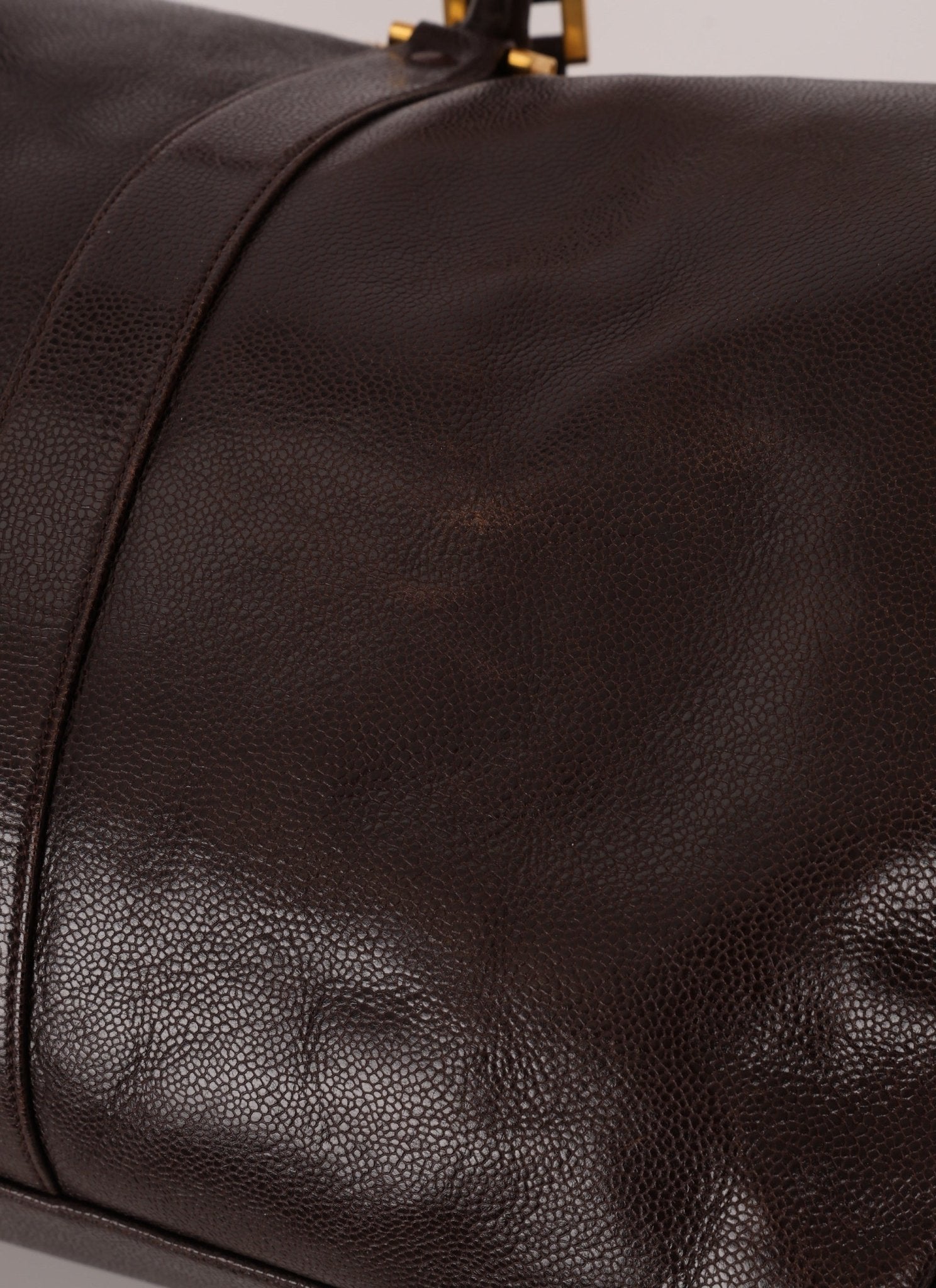 Chanel 1996 Chocolate Caviar Boston Weekender Duffel Bag 24KGP - FashioNica