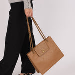 Chanel 1997 Caviar Turnlock Beige Chain Bag - FashioNica