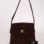 Chanel 1997 Chocolate Suede Turnlock Kelly Shoulder Bag - FashioNica