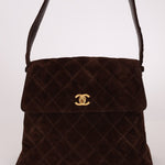 Chanel 1997 Chocolate Suede Turnlock Kelly Shoulder Bag - FashioNica