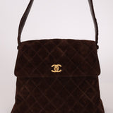 Chanel 1997 Chocolate Suede Turnlock Kelly Shoulder Bag - FashioNica